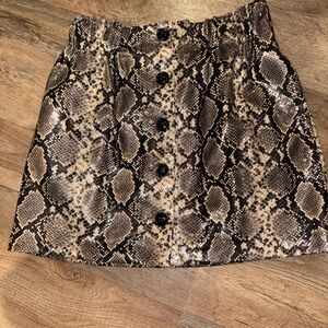 Zara Snake Print Mini Skirt with Buttons